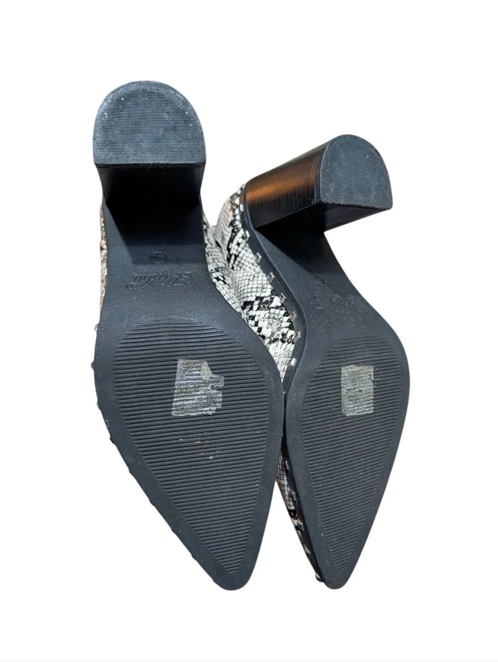 Katlui Snake Print Studded Chelsea Ankle Boots Size 40 Block Heel